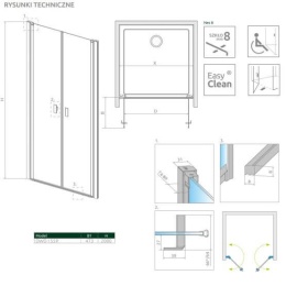 Radaway Nes 8 Black DWD I drzwi prysznicowe 55 cm lewe czarny mat/szkło przezroczyste 10077055-54-01R