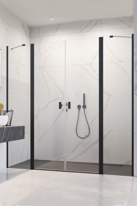 Radaway Nes 8 Black DWD II drzwi prysznicowe 103 cm wahadłowe czarny mat/szkło przezroczyste 10081030-54-01