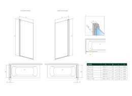 Radaway Nes Black PNJ parawan nawannowy 70 cm lewy czarny mat/szkło przezroczyste 10011070-54-01L