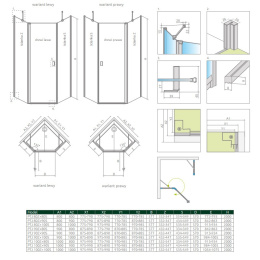 Radaway Nes PTJ drzwi prysznicowe 59,6 cm lewe chrom/szkło przezroczyste 10052000-01-01L