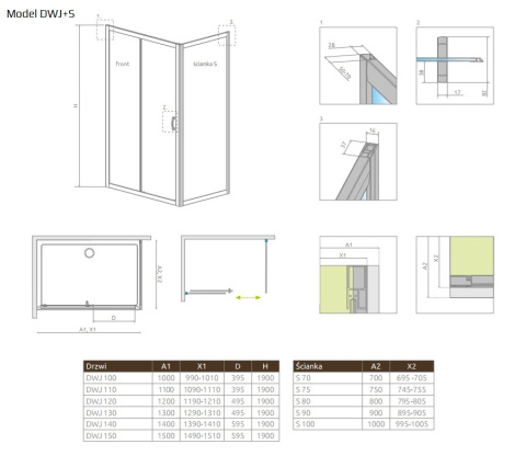 Radaway Premium Plus DWJ drzwi prysznicowe 110 cm chrom/szkło przezroczyste 33302-01-01N