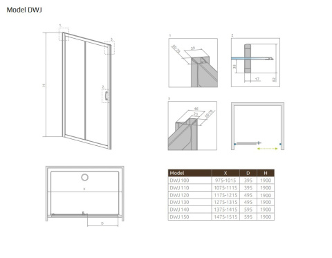 Radaway Premium Plus DWJ drzwi wnękowe 140 cm chrom/szkło przezroczyste 33323-01-01N