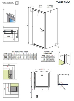 Radaway Twist DW drzwi wnękowe 70 cm chrom/szkło przezroczyste 382000-01