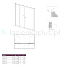 Radaway Vesta DWD parawan nawannowy 150 cm z drzwiami przesuwnymi 203150-01