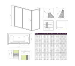 Radaway Vesta DWJ parawan nawannowy 150 cm z drzwiami przesuwnymi 209115-01-01