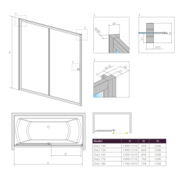 Radaway Vesta DWJ parawan nawannowy 180 cm z drzwiami przesuwnymi 209118-01-06