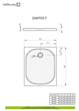 Radaway Zantos F brodzik 100x80 cm prostokątny biały M3ZNF1080-06