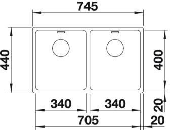 BLANCO Komora podwieszana ANDANO 340/340-U stal szlachetna bez korka aut. z kor. InFino 522983 BLANCO Komora podwieszana ANDANO 340/340-U stal szlachetna bez korka aut. z kor. InFino 522983