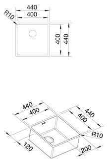 Blanco Claron 400-IF Zlewozmywak stalowy jednokomorowy 44x44 cm bez korka automatycznego stalowy 521572