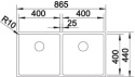 Blanco Claron 400/400-IF Zlewozmywak stalowy dwukomorowy 46x51 cm bez korka automatycznego stalowy 521617