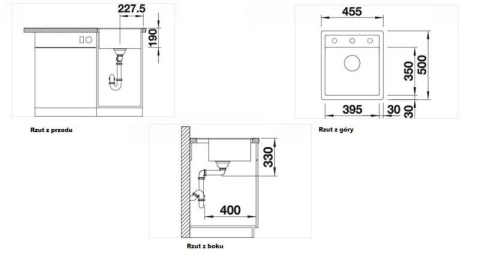 Blanco Dalago 45-F Zlewozmywak granitowy jednokomorowy 45,5x50 cm z korkiem automatycznym antracytowy 517166