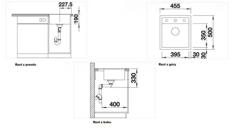 Blanco Dalago 45-F Zlewozmywak granitowy jednokomorowy 45,5x50 cm z korkiem automatycznym biały 517169