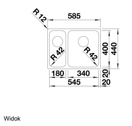 Blanco Solis 340/180-U Zlewozmywak stalowy półtorakomorowy prawy 58,5x44 cm 526128