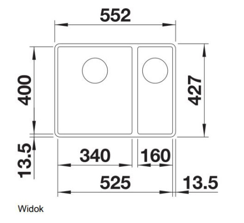 Blanco Subline 340/160-F Zlewozmywak granitowy półtorakomorowy 55,2x42,7 cm lewy wulkaniczny szary 527344