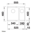 Blanco Subline 340/160-U Zlewozmywak granitowy półtorakomorowy lewy 55,5x40 cm tartufo 523556