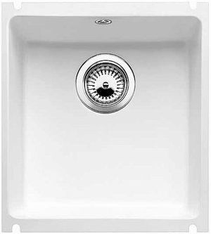 Blanco Subline 375-U Zlewozmywak ceramiczny jednokomorowy 41,4x45,6 cm podwieszany bez korka automatycznego biały połysk 516035