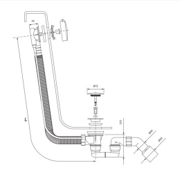 Omnires CGS Syfon wannowy miedź połysk TK104-PLUS-3.76+64-SCP