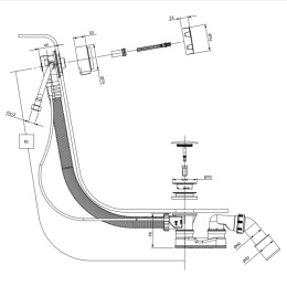 Omnires CGS Syfon wannowy z napełnianiem przez przelew miedź połysk TK132-PLUS-3.76+64-SCP