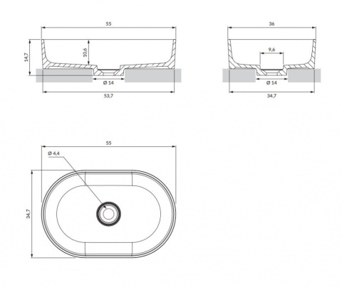 Omnires Ovo M+ Umywalka nablatowa 55x36 cm midnight blue OVOUNMB