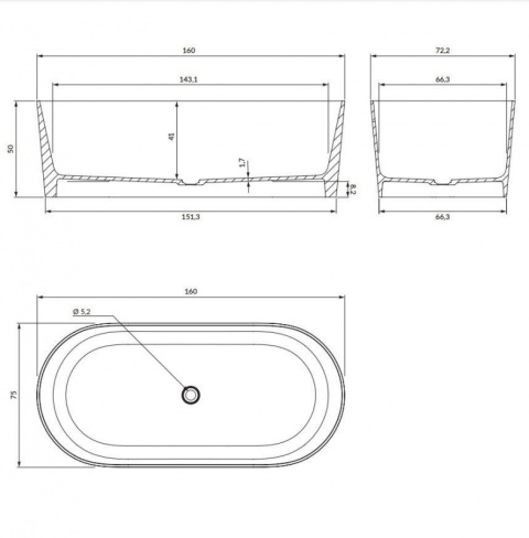 Omnires Ovo M+ Wanna wolnostojąca 160x75 cm olive OVOWWOL