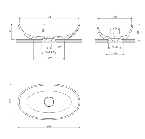 Omnires Shell M+ umywalka 60x35 cm owalna dune beige mat SHELLUNDB