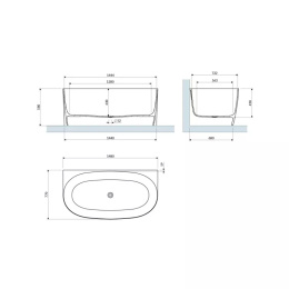 Omnires Valencia M+ wanna przyścienna, 148 x 77 cm biały połysk VALENCIA148WPBP