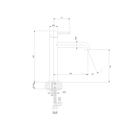 Omnires Y bateria umywalkowa, 23 cm (głowica 25 mm), grafit szczotkowany Y1212CGR