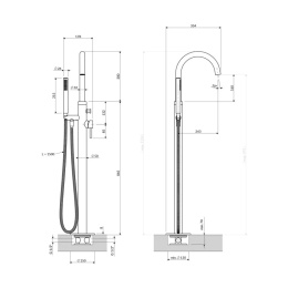 Omnires Y bateria wannowa wolnostojąca, chrom połysk Y1233-SCR