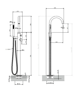 Omnires Y bateria wannowa wolnostojąca, mosiądz szczotkowany Y1233-SBSB