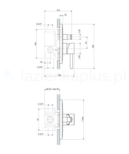 Omnires Y bateria wannowo-prysznicowa podtynkowa mosiądz szczotkowany Y1235ROBSB