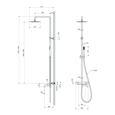 Omnires Y termostatyczny system wannowy natynkowy, czarny półmat Y1234BL Omnires Y termostatyczny system wannowy natynkowy, czarny półmat Y1234BL
