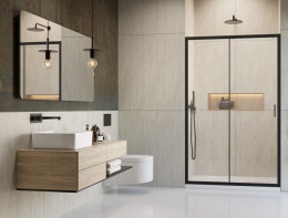 Radaway Alienta DWJ drzwi prysznicowe 110 cm rozsuwane czarny mat/szkło przezroczyste 10260110-54-01