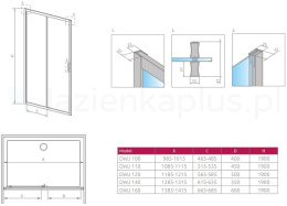 Radaway Alienta DWJ drzwi prysznicowe 110 cm rozsuwane czarny mat/szkło przezroczyste 10260110-54-01