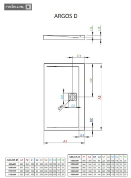 Radaway Argos D brodzik 140x90 cm prostokątny biały 4AD914-01