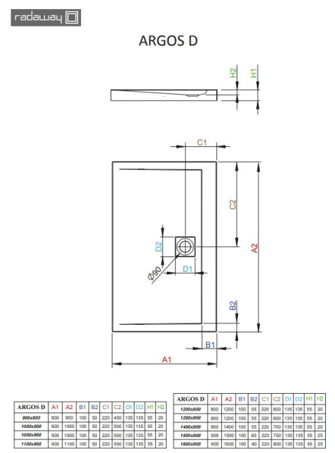 Radaway Argos D brodzik 140x90 cm prostokątny biały 4AD914-01 Radaway Argos D brodzik 140x90 cm prostokątny biały 4AD914-01