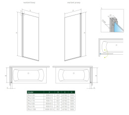 Radaway Nes PNJ I parawan nawannowy 90 cm prawy szkło przezroczyste 10011090-01-01R