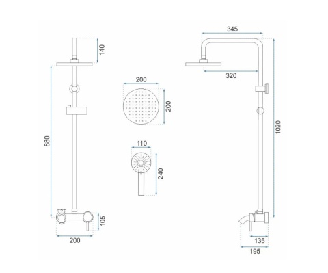 Rea Zestaw Prysznicowy Luis Złoty Szczotkowany REA-P7051