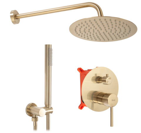 Rea Zestaw natryskowy podtynkowy Lungo Złoty Szczotkowany + BOX REA-P4160