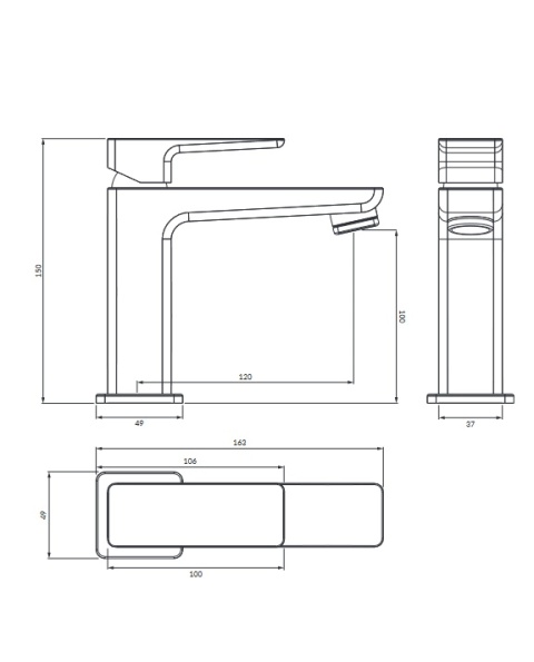 Omnires Parma bateria umywalkowa grafit PM7410GR