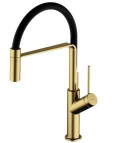 Omnires Vita bateria kuchenna z wyciąganą wylewką złoty połysk VI6350BLGL