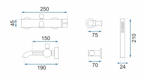 Rea Bateria wannowa Lungo złota szczotkowana REA-B8010