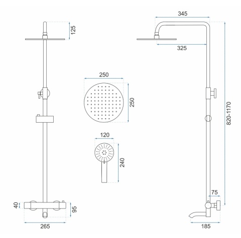 Rea Zestaw Prysznicowy Natryskowy z termostatem Lungo Złoty Szczotkowany REA-P6604