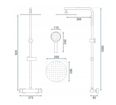 Rea Zestaw Prysznicowy z termostatem Bliss złoty szczotkowany REA-P8413
