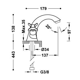 TRES CLASIC Bateria umywalkowa stal 24210201AC