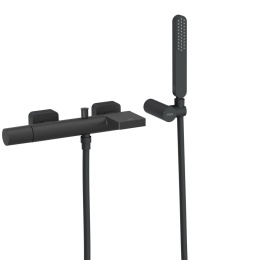 Tres Loft Colors bateria wannowo-prysznicowa ścienna z kaskadą czarny mat 20017001NM