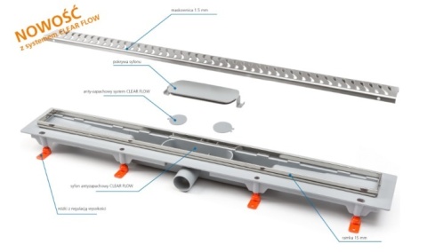 Werit/Jomo JomoTech Exclusive 40 Odpływ liniowy 85 cm z maskownicą Classic czarny mat 175-20850400-38