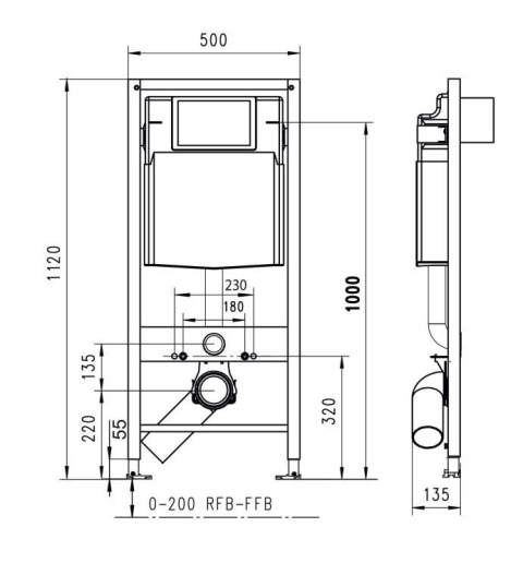 Werit/Jomo JomoTech SLKplus Stelaż WC 50 cm 103-000000003