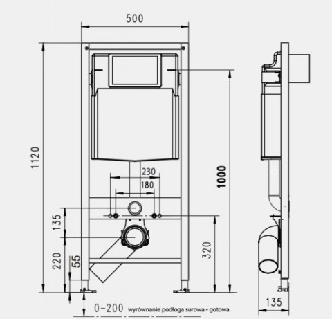 Werit/Jomo JomoTech zestaw stelaż do WC + wsporniki + przycisk Exclusive 2.0 czarny mat 174-91102500-00/103-000000015
