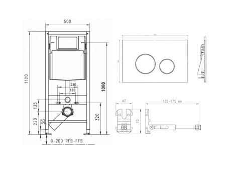 Werit/Jomo Jomotech Stelaż WC + wsporniki + przycisk WC chrom połysk 103-000000081