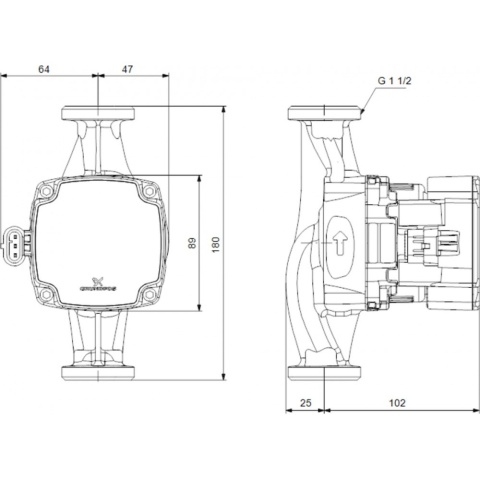 Grundfos ALPHA1 GO 25-60 180 220-240V 9H AC0 Pompa obiegowa 93074169